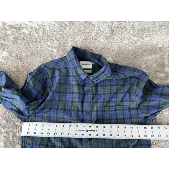Goodfellow Co Size S Checker Stretch Casual Button Shirt Long Sleeve Pocket - Picture 5 of 8